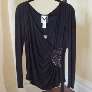 New with Tag Marc Bouwer Faux Wrap Embellished top size xs